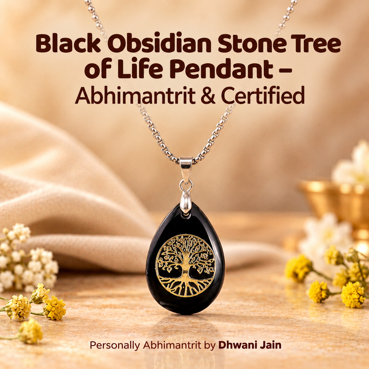 Natural Black Obsidian Tree of Life – Protection, Grounding & Positive Energy