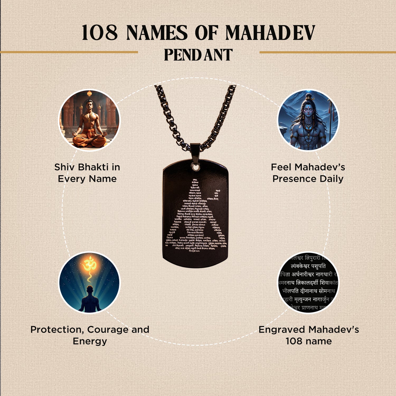 Mahadev 108 Name Pendant 