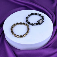 Golden Pyrite Cubical & Shiv Netra Bracelet