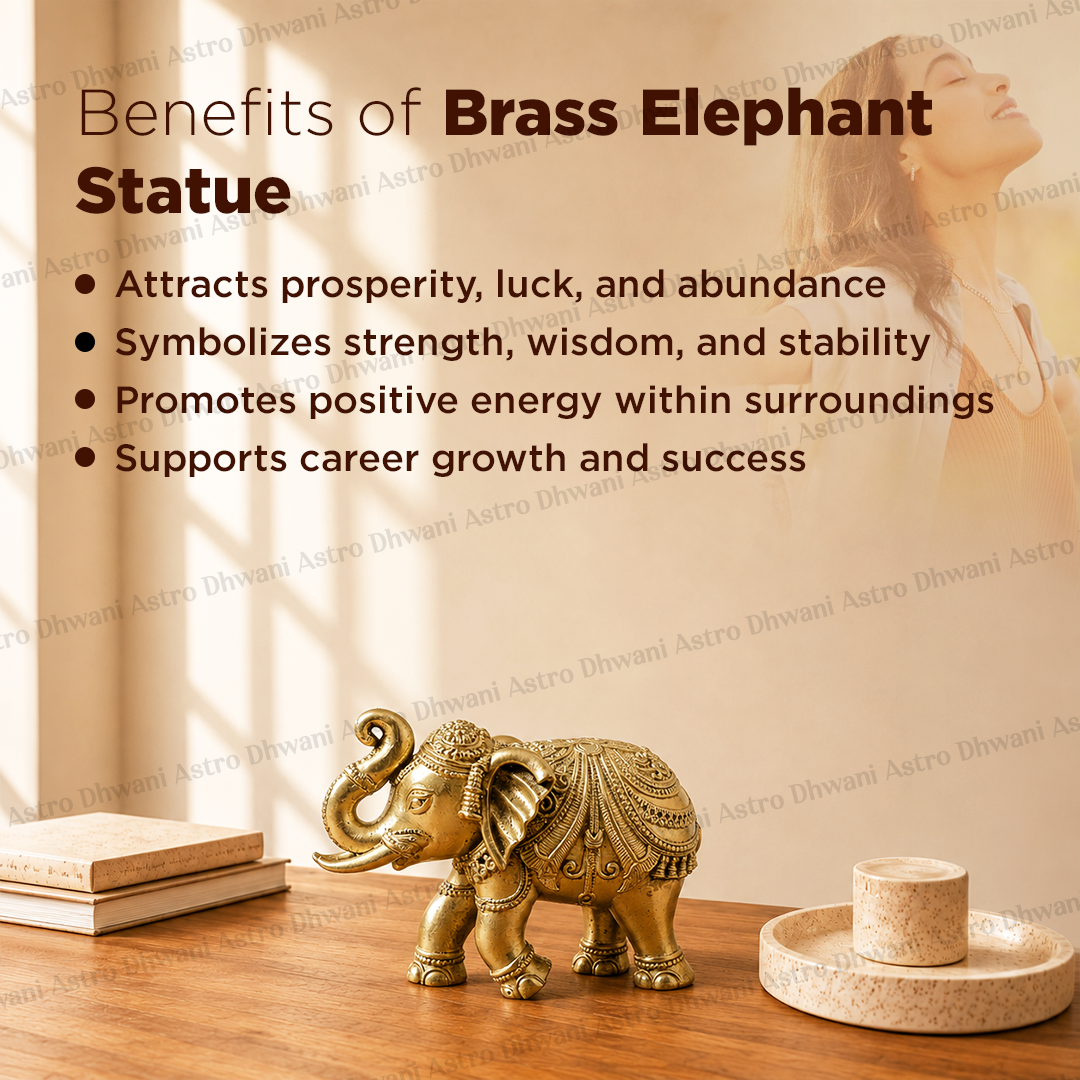 Brass Elephant Statue for Good Luck, Protection & Prosperity