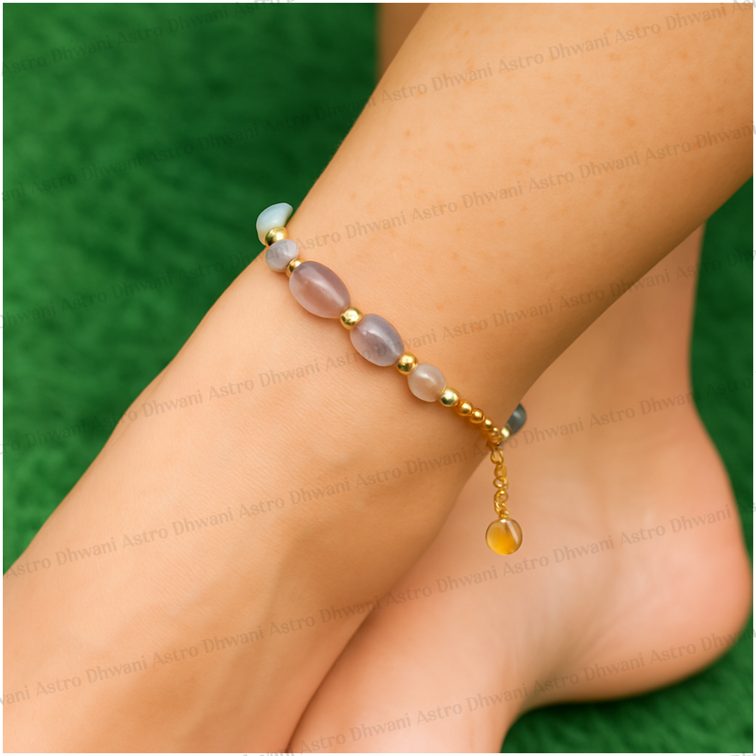 Natural Multi Fluorite Anklet for Focus, Clarity & Emotional Balance