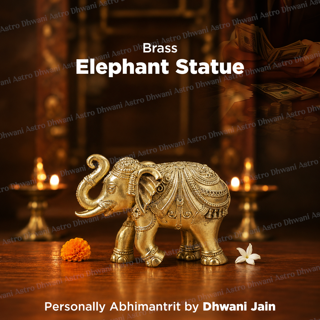 Brass Elephant Statue for Good Luck, Protection & Prosperity