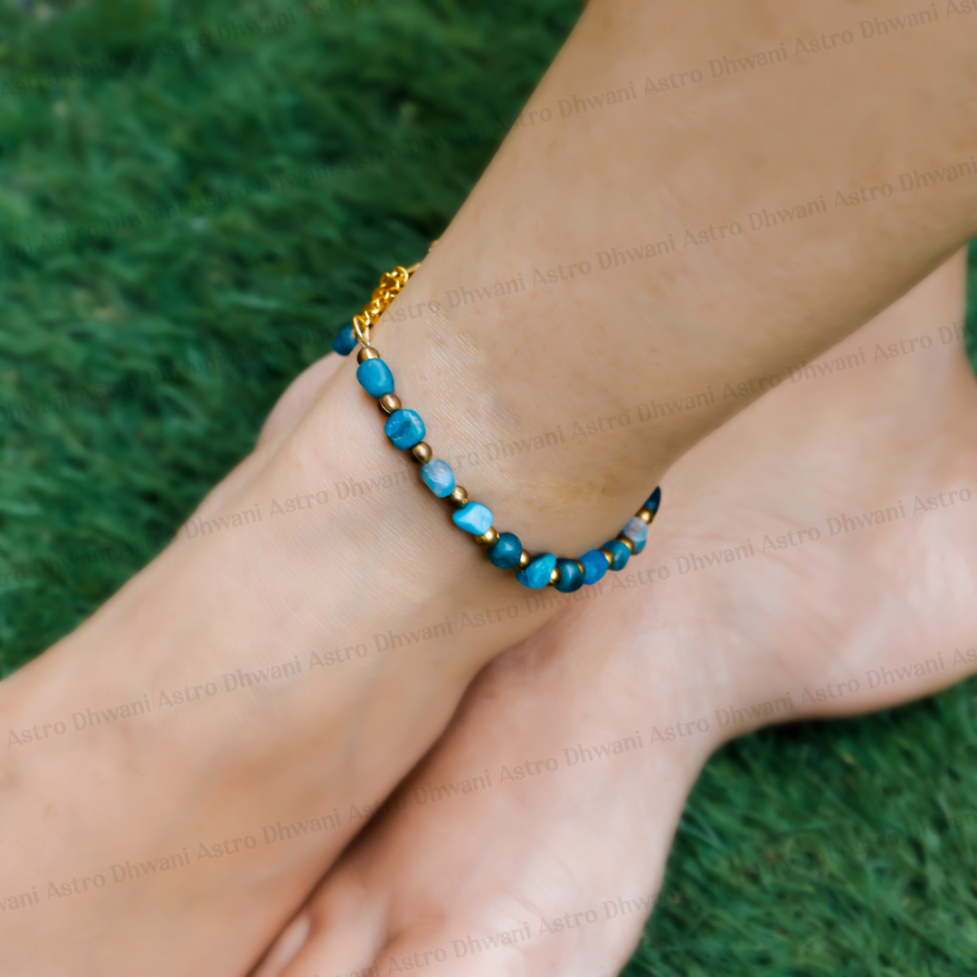 Natural Healing Stone Apatite Anklet for Motivation, Clarity & Positive Energy