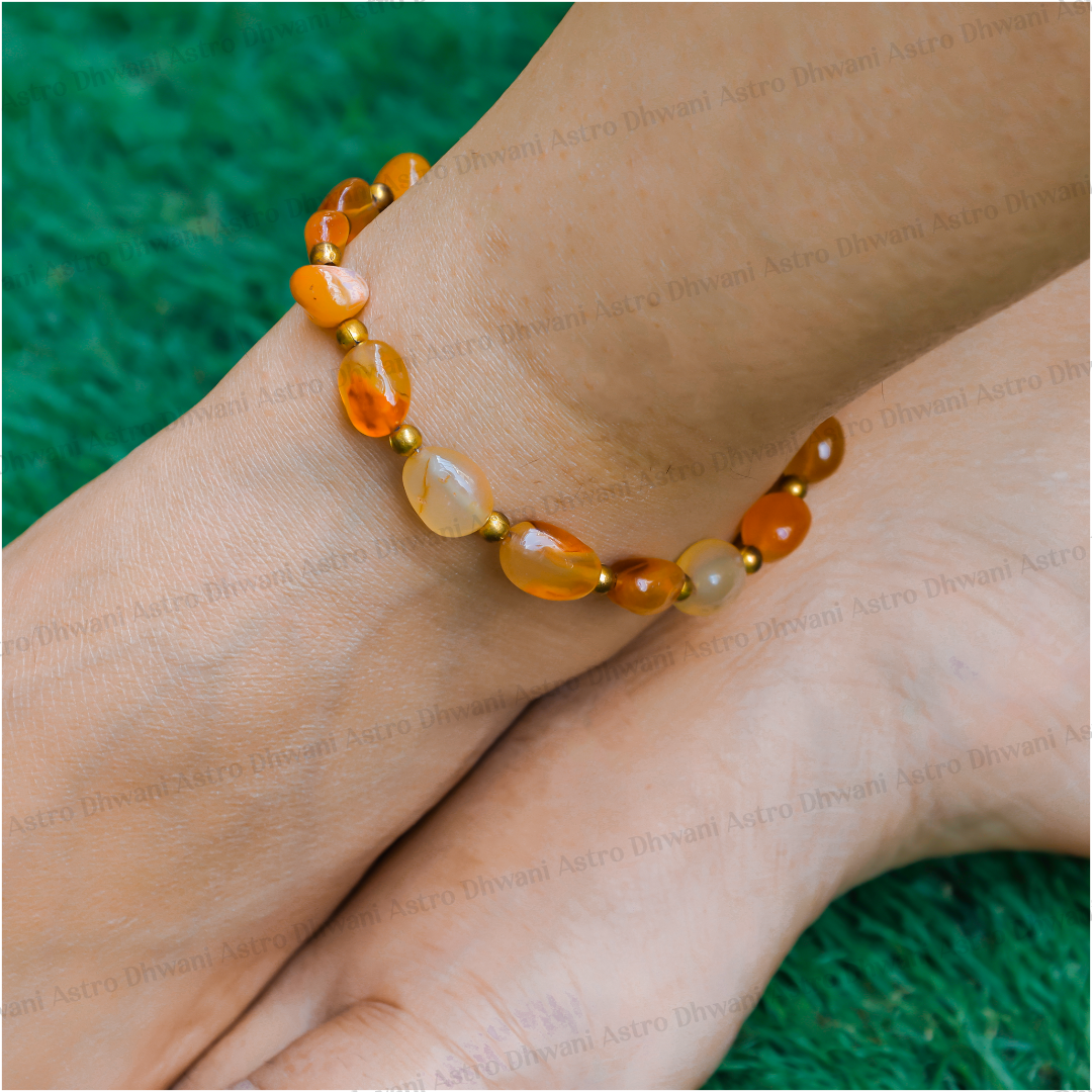 Natural Carnelian Anklet for Confidence, Vitality & Success