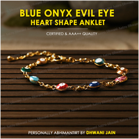 Heart Shape Blue Onyx Evil Eye Anklet for Protection & Style