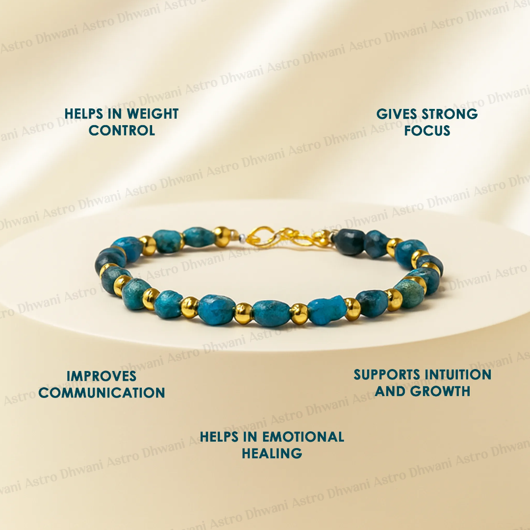 Natural Healing Stone Apatite Anklet for Motivation, Clarity & Positive Energy