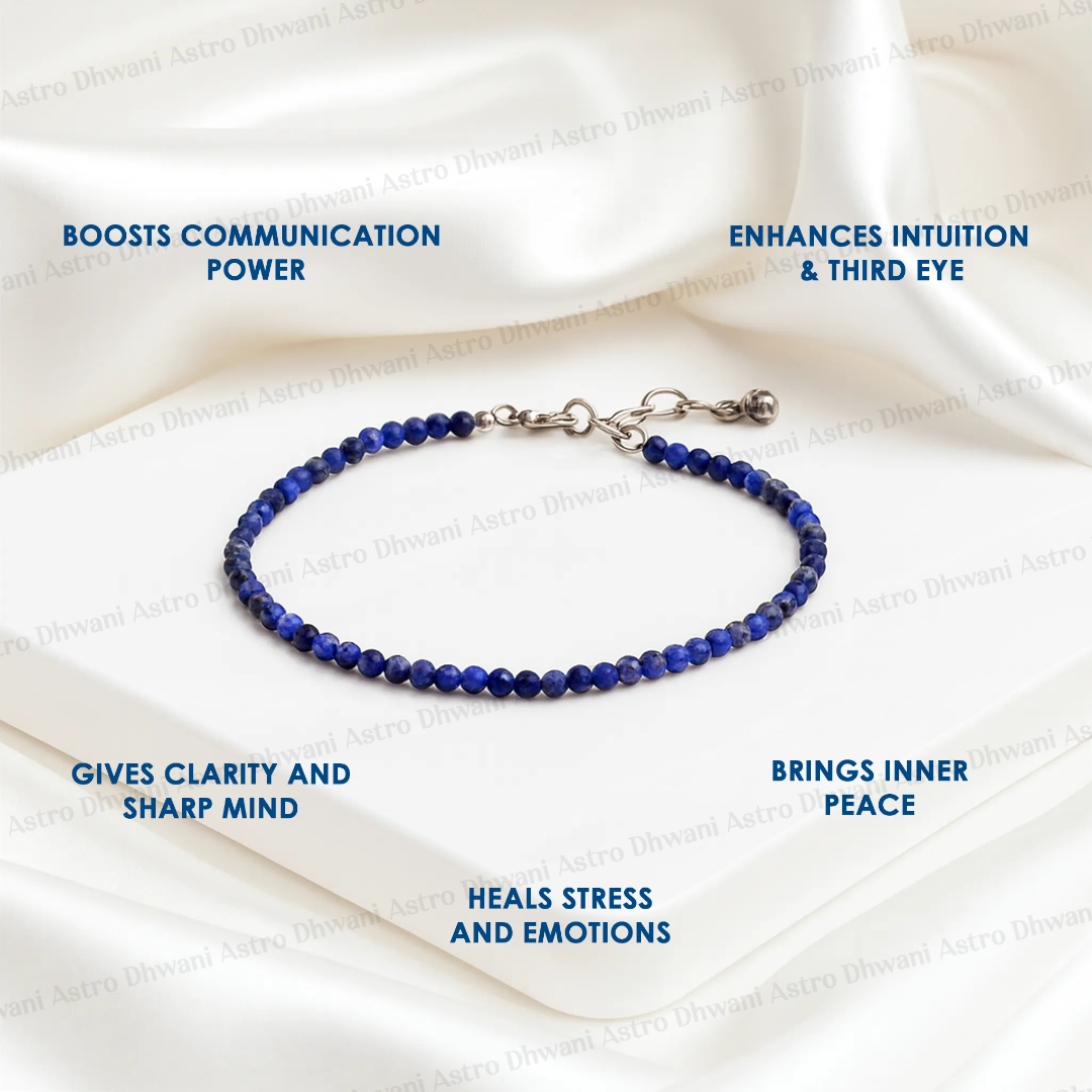 Natural Lapis Lazuli Diamond Cut Anklet for Wisdom, Confidence & Positive Energy