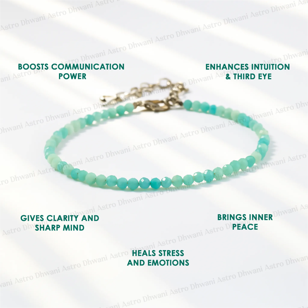 Natural Amazonite Diamond Cut Anklet for Calmness, Harmony & Positive Energy