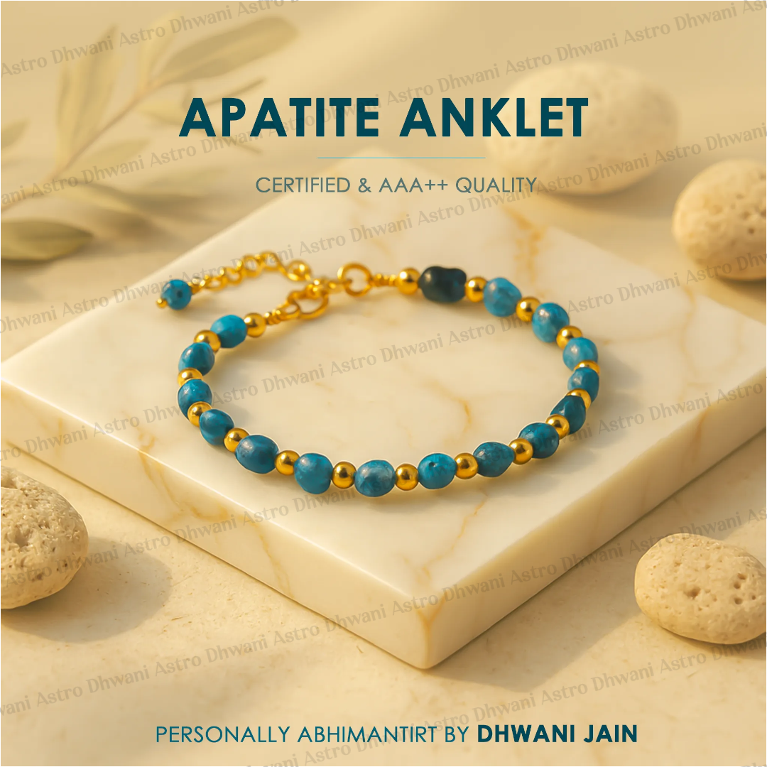 Natural Healing Stone Apatite Anklet for Motivation, Clarity & Positive Energy