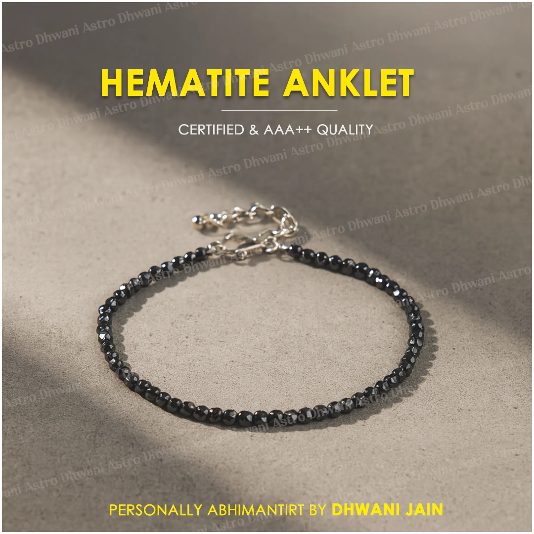 Natural Hematite Anklet for Grounding, Protection & Confidence