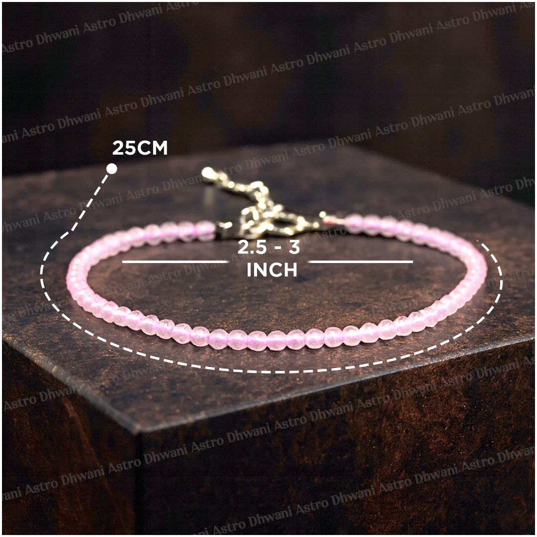 Natural Rose Quartz Diamond Cut Anklet for Love, Harmony & Emotional Balance