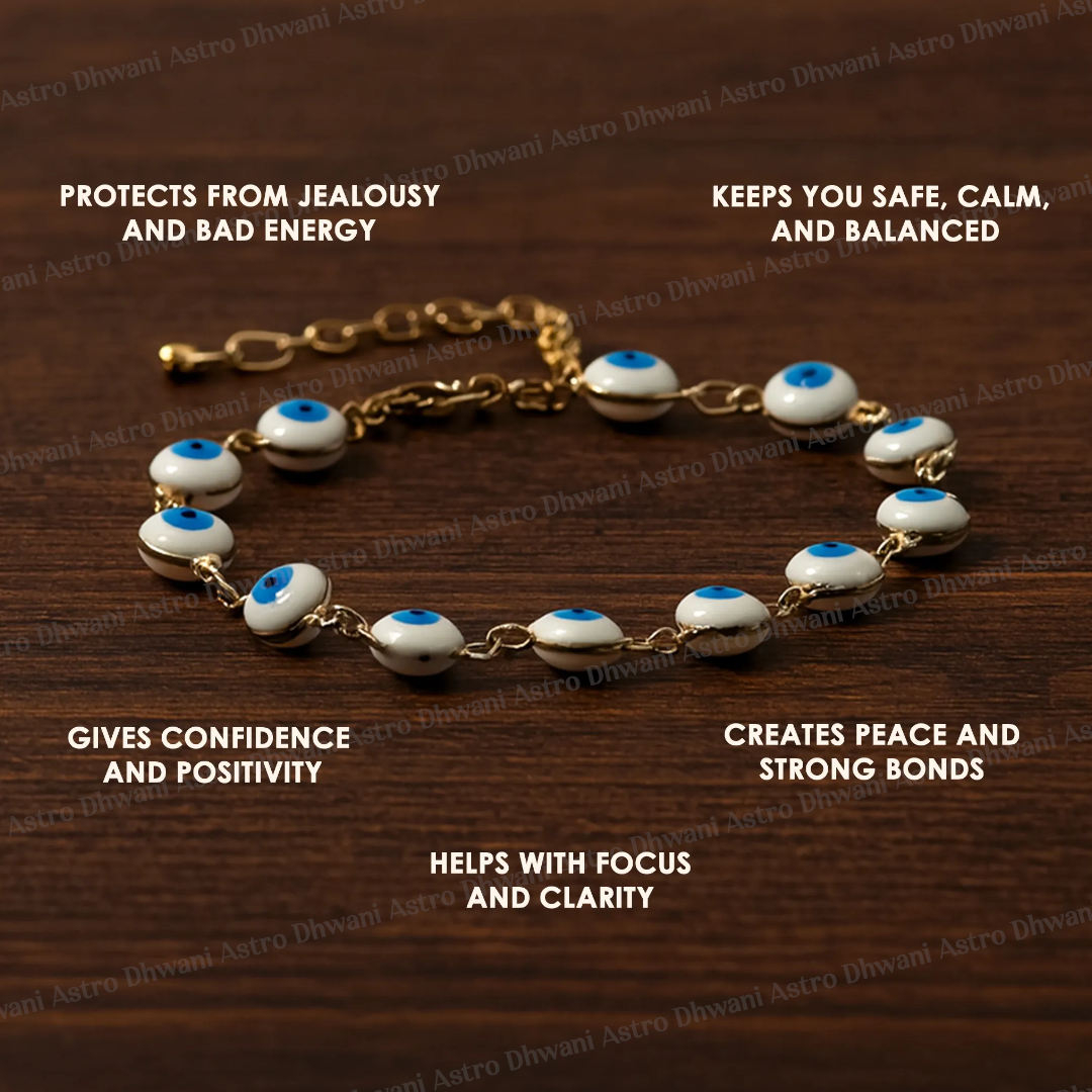 Blue Onyx Evil Eye Round Shape Anklets for Protection & Style