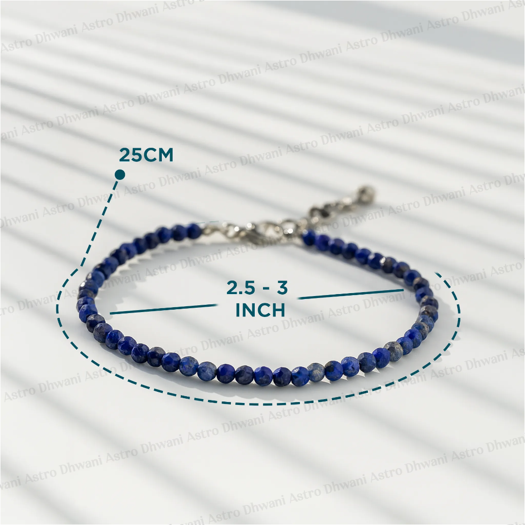 Natural Lapis Lazuli Diamond Cut Anklet for Wisdom, Confidence & Positive Energy