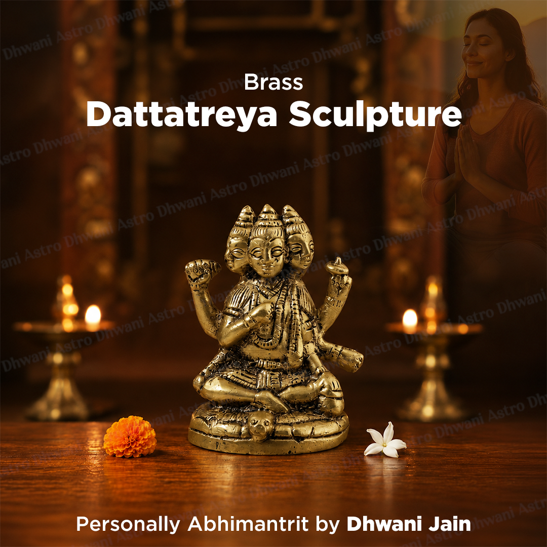 Brass Dattatreya Sculpture for Wisdom, Protection & Divine Blessings