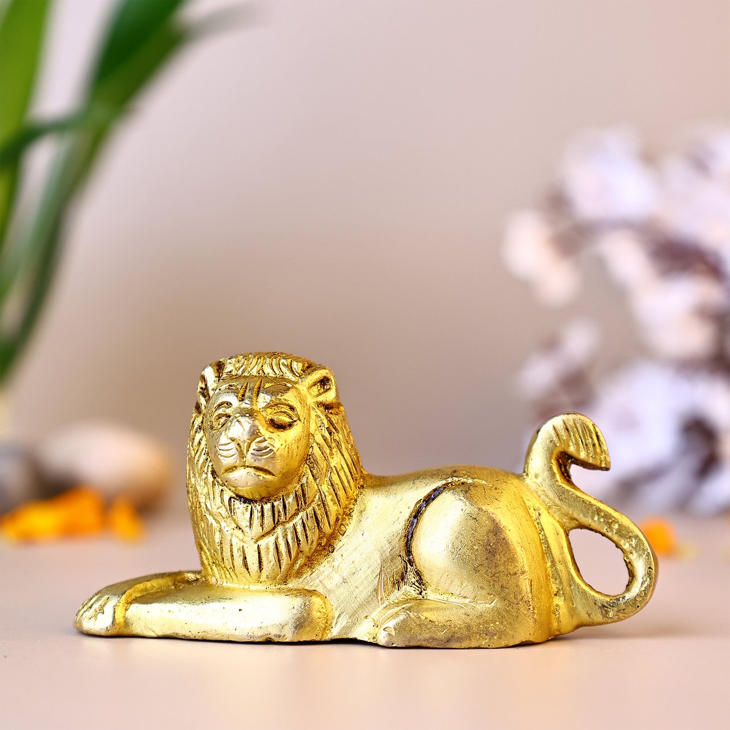 Pure Brass Lion Statue - Abhimantrit