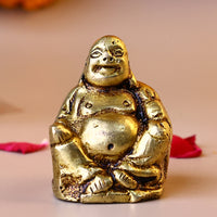 Brass Laughing Buddha Sitting on a Chair - Abhimantrit