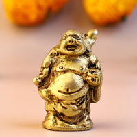 Brass Laughing Buddha with Bowl & Bag
