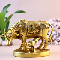 Brass Kaam Dhenu Cow with Om and Swastik