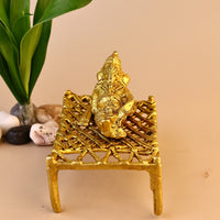 Brass Ganesha on Charpai - Abhimantrit