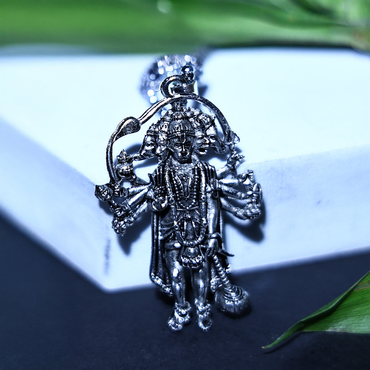 Silver Plated Panchmukhi Hanuman Ji Pendant - Abhimantrit