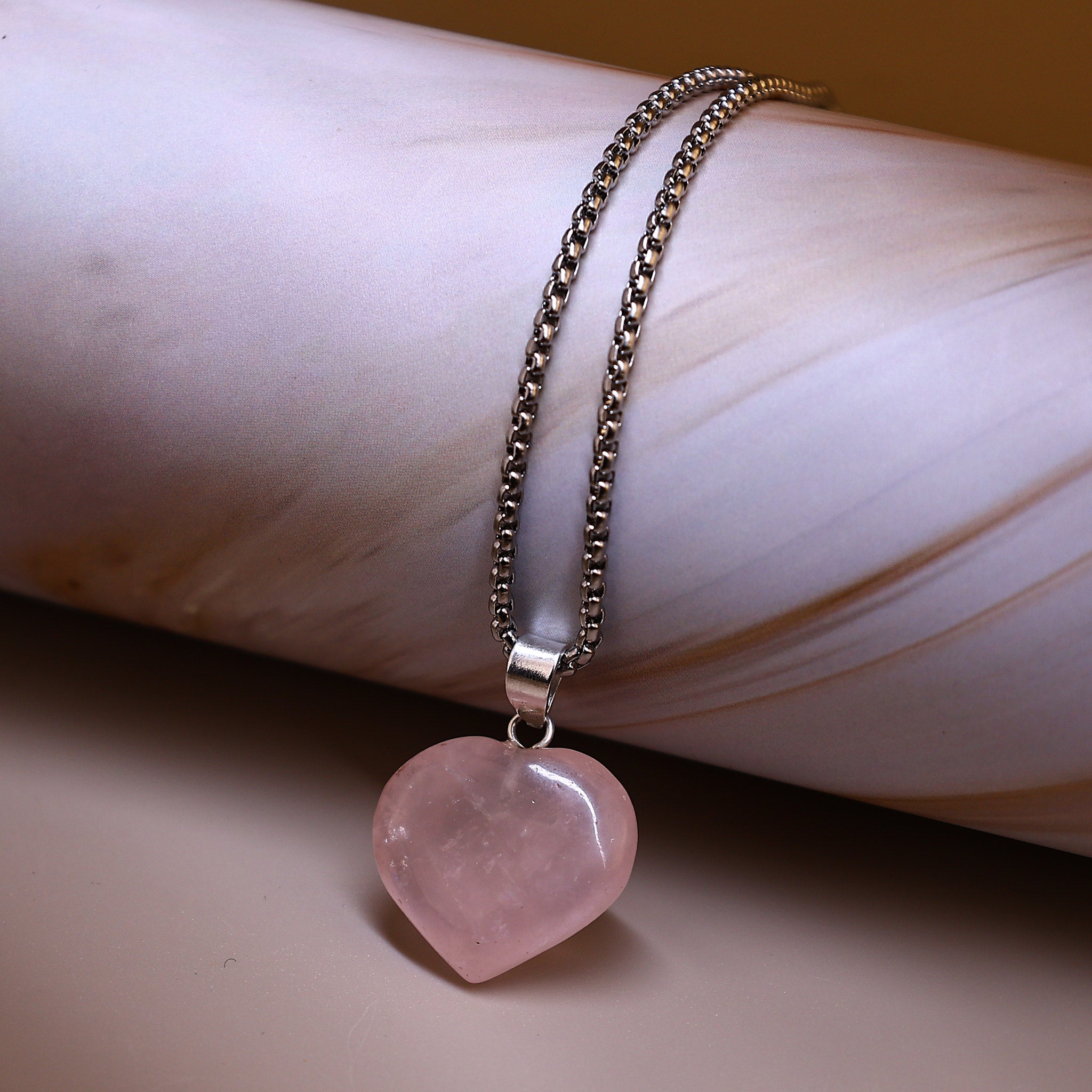 Original Rose Quartz Heart Pendant  - Abhimantrit & Certified
