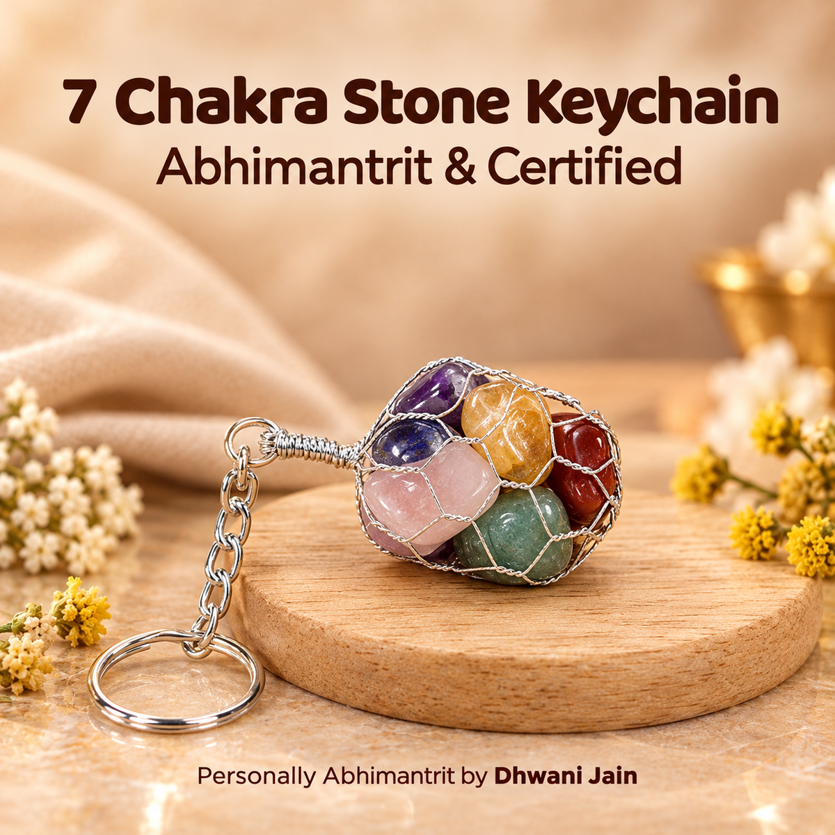 Seven Chakra Stones Key Chain - Abhimantrit