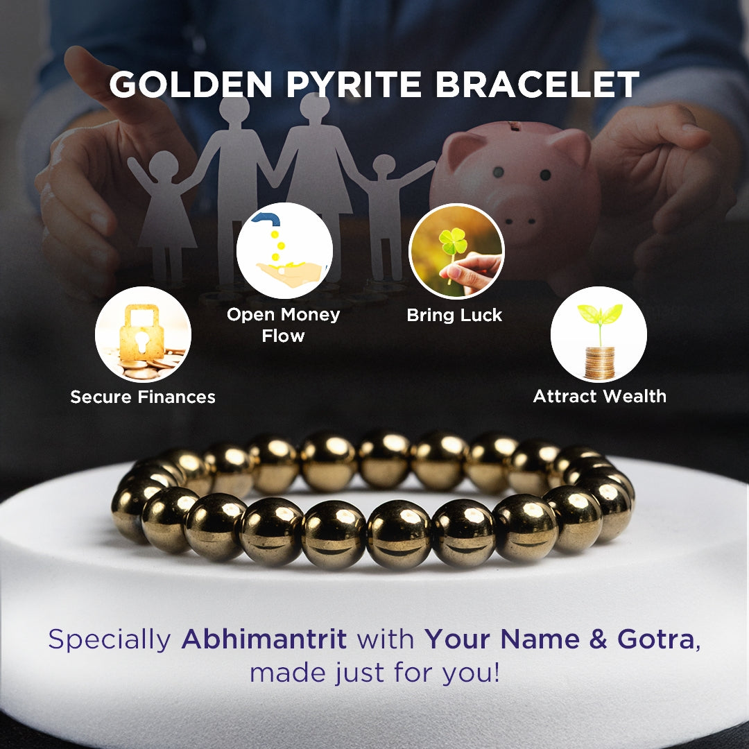 Fame & Fortune Attract: Golden Pyrite Bracelet - Abhimantrit & Certified