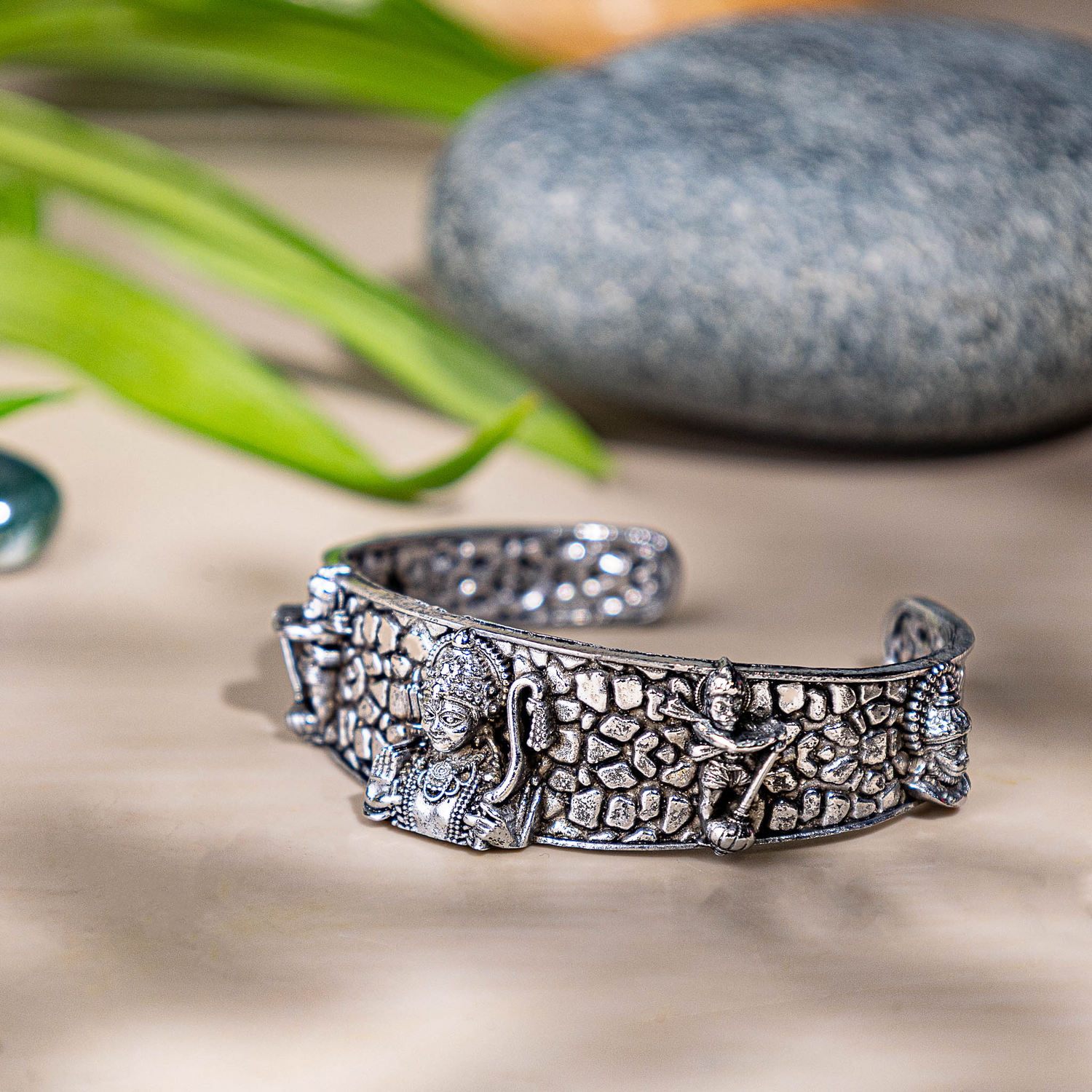 Ram Ji Oxidize Silver Kada - Abhimantrit