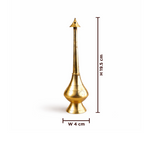 Gold decorative vase with dimensions on a white background