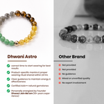 Comparison of Dhwani Astro and Other Brand bracelets with text highlighting differences.