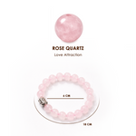 Rose quartz bracelet with a pink gemstone on a white background