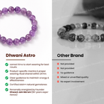 Comparison of Dhwani Astro bracelets with those of an 'Other Brand' on a white background.