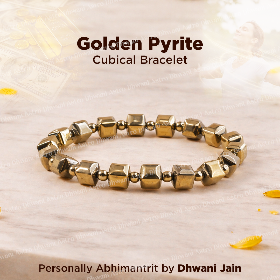 Golden Pyrite Cubical Bracelet for Wealth, Confidence & Protection