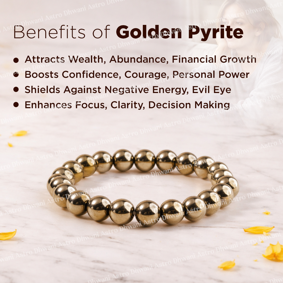 प्राकृतिक प्रसिद्धि और भाग्य आकर्षित करने वाला कंगन (गोल्डन पाइराइट) - अभिमंत्रित और प्रमाणित