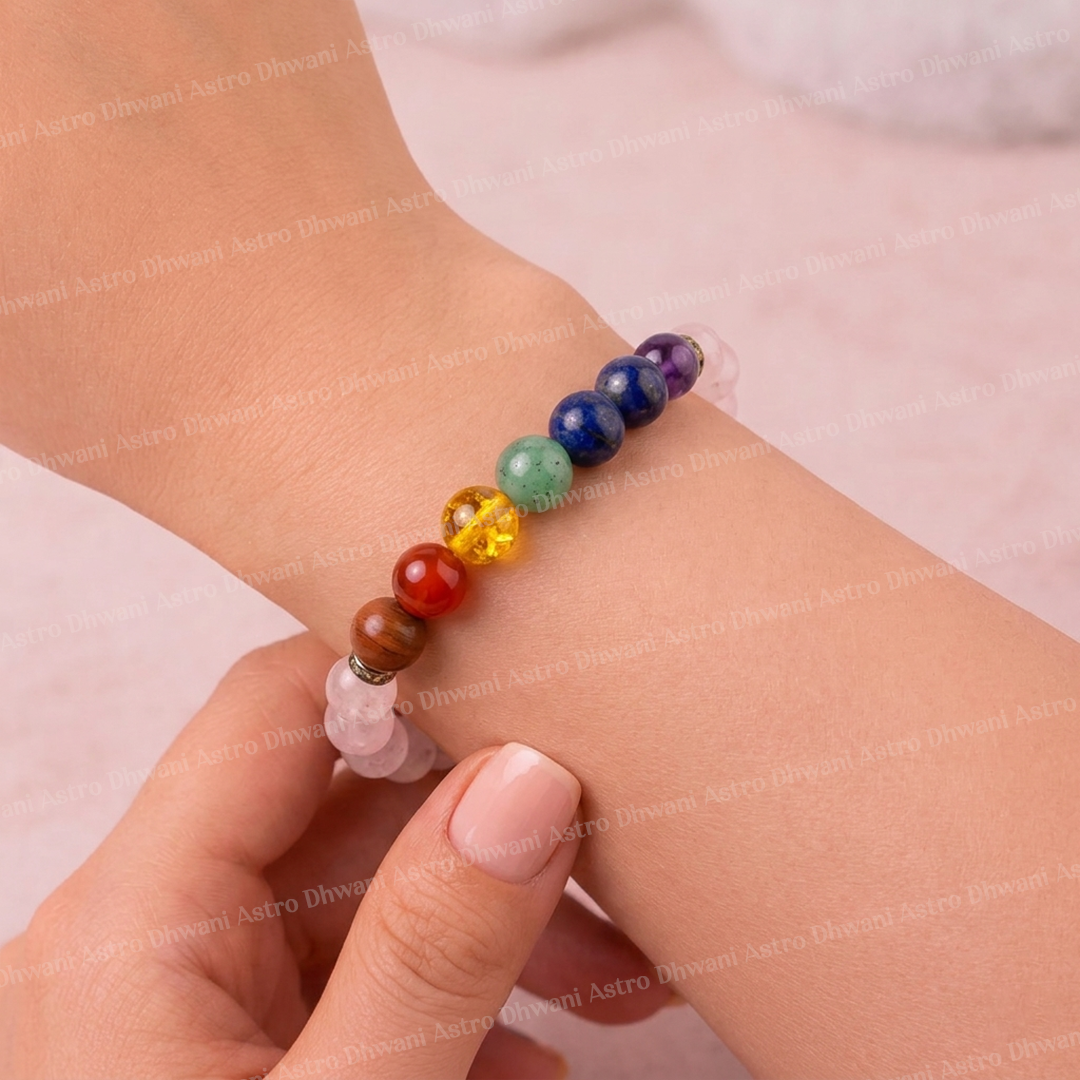 7 Chakra with Rose Quartz Bracelet7 Chakra with Rose Quartz Bracelet for Happy Love Life & Balance