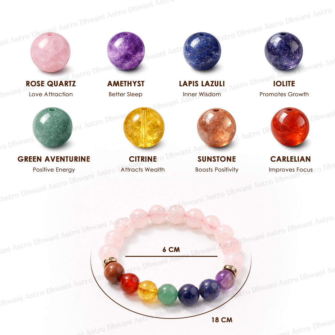 7 Chakra with Rose Quartz Bracelet7 Chakra with Rose Quartz Bracelet for Happy Love Life & Balance