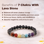 Chakra bracelet with lava stone beads on a light background