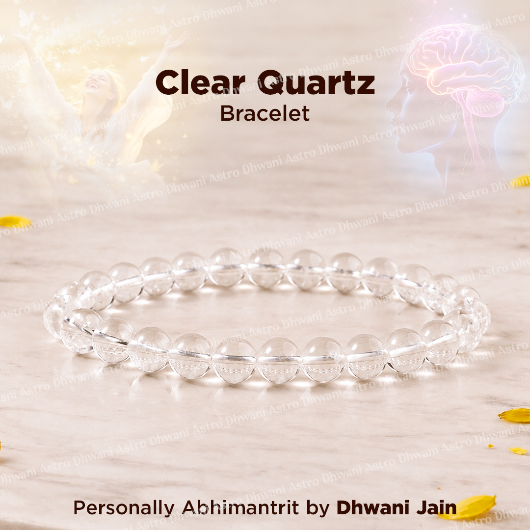 प्राकृतिक अवसाद, क्रोध और चिंता को दूर करता है ब्रेसलेट (स्पष्ट क्वार्ट्ज) - अभिमंत्रित और प्रमाणित