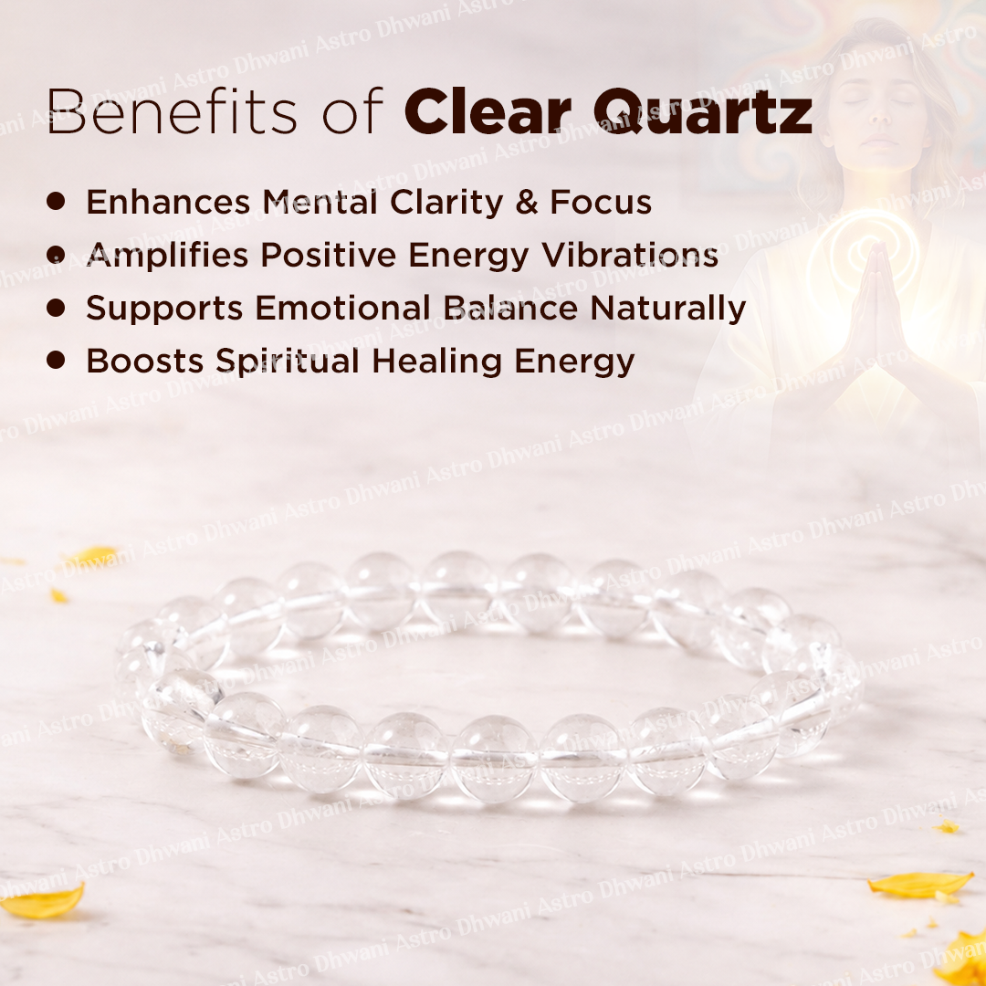 Clear Quartz Bracelet for Clarity, Healing & Positive Energy