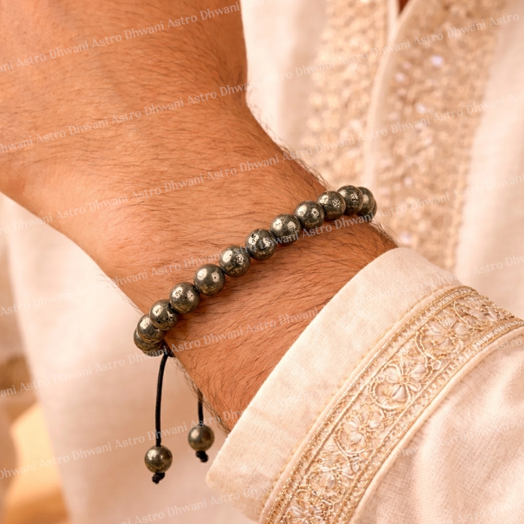 Pyrite Thread Bracelet for Wealth, Confidence & Protection