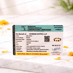 Shrilal Gemological Laboratory Services identification report on a white background with yellow flowers.