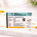 Shrifal Gemological Laboratory Services identification report for a natural multi-stones bracelet on a white background with yellow flowers.