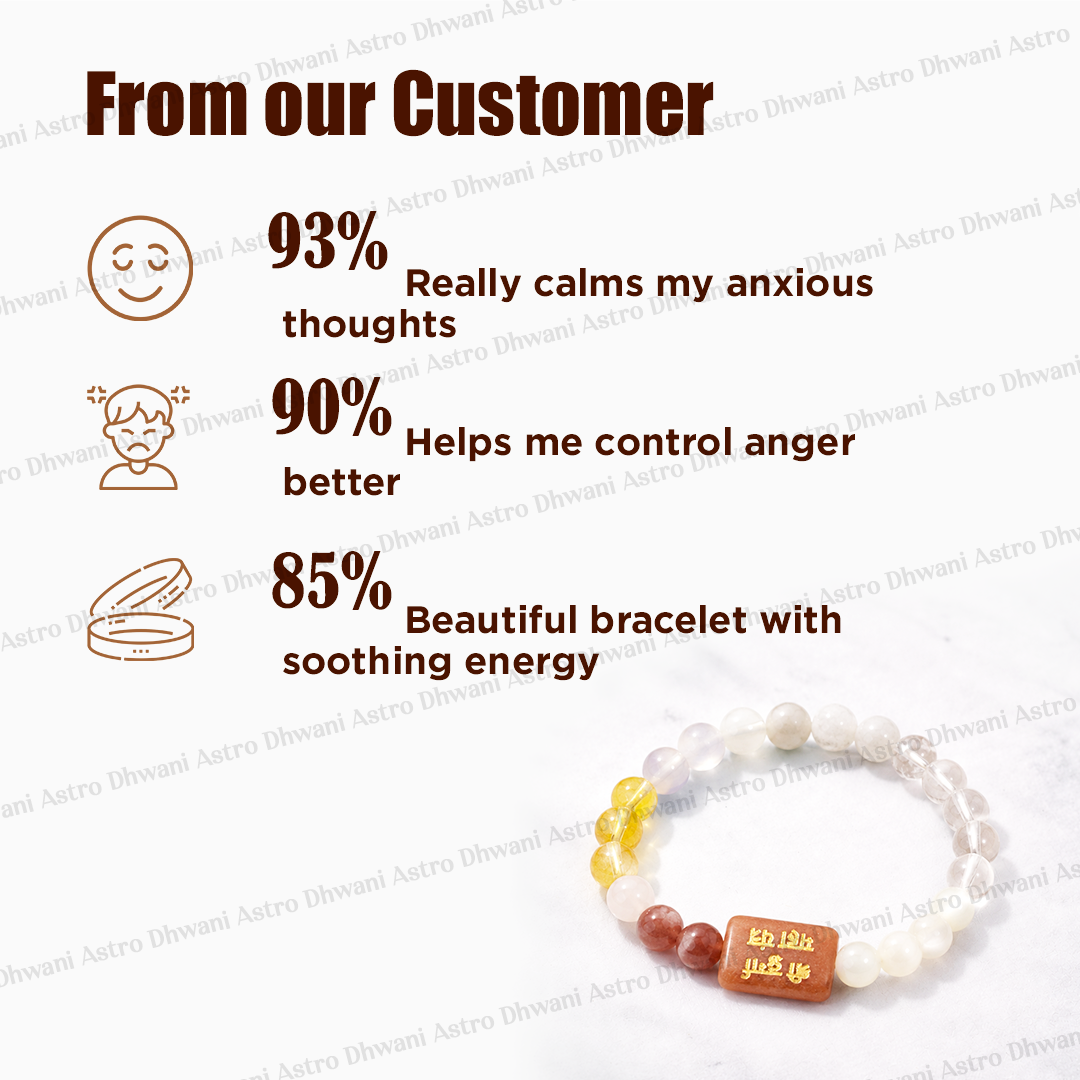 Bracelet with text indicating customer benefits on a white backgroundShighra Vivah Durga Shakti Yantra Bracelet – For Quick Marriage.