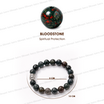 Bloodstone bracelet with a bloodstone bead on a white background