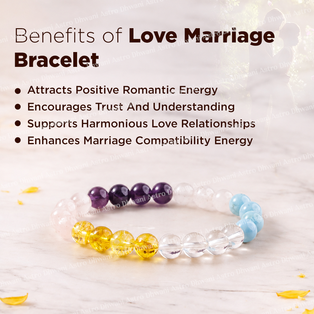 Love Marriage bracelet with colored beads on a light wooden background