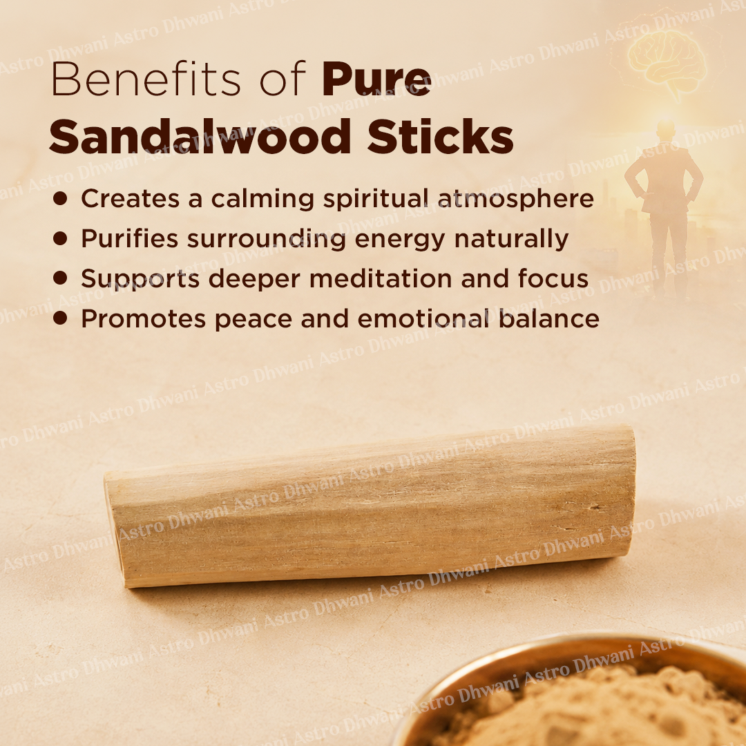 Natural Sandalwood Sticks (Chandan Wood) | 100% Pure Lab Tested | For Puja, Tilak, Meditation & Skincare | Set Of 2