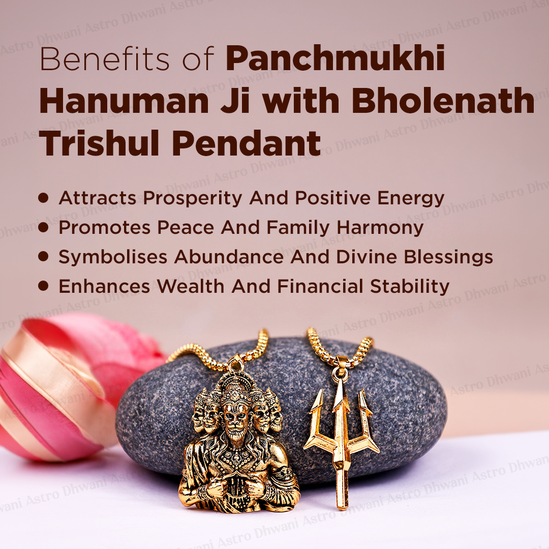 Panchmukhi Hanuman Ji with Bholenath Trishul Pendant