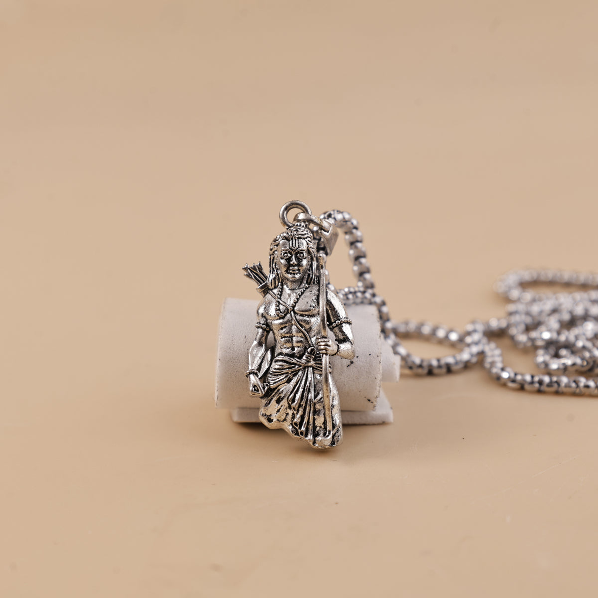 Silver Lord Ram with Dhanush Blessing & Protection Pendant - Abhimantrit