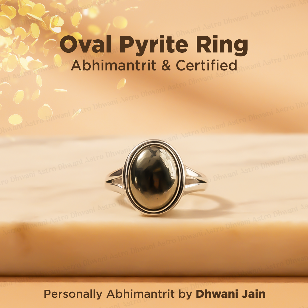 Pyrite Ovel Ring Abhimantrit Certified