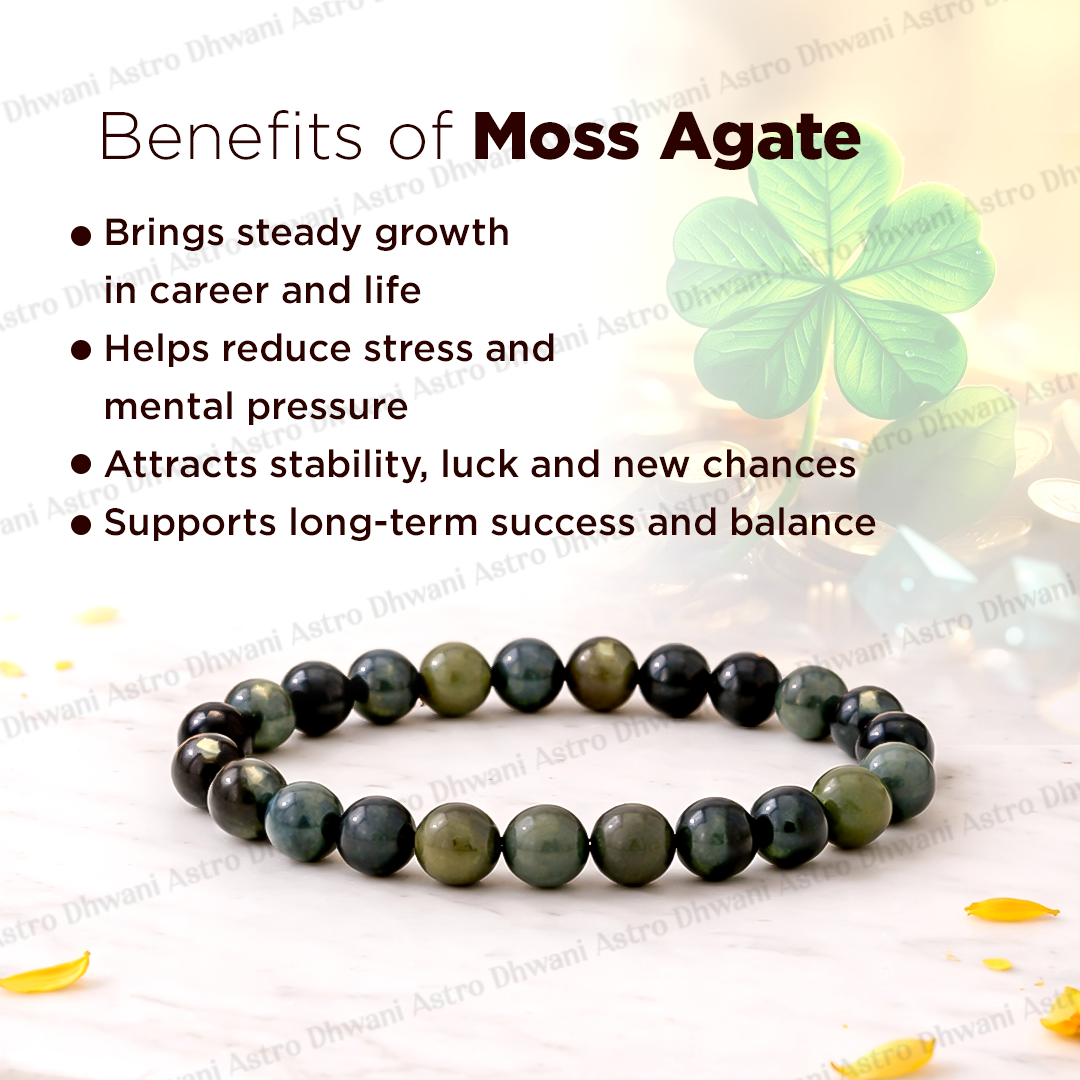 Moss Agate Bracelet (Abhimantrit) for Growth & Balance